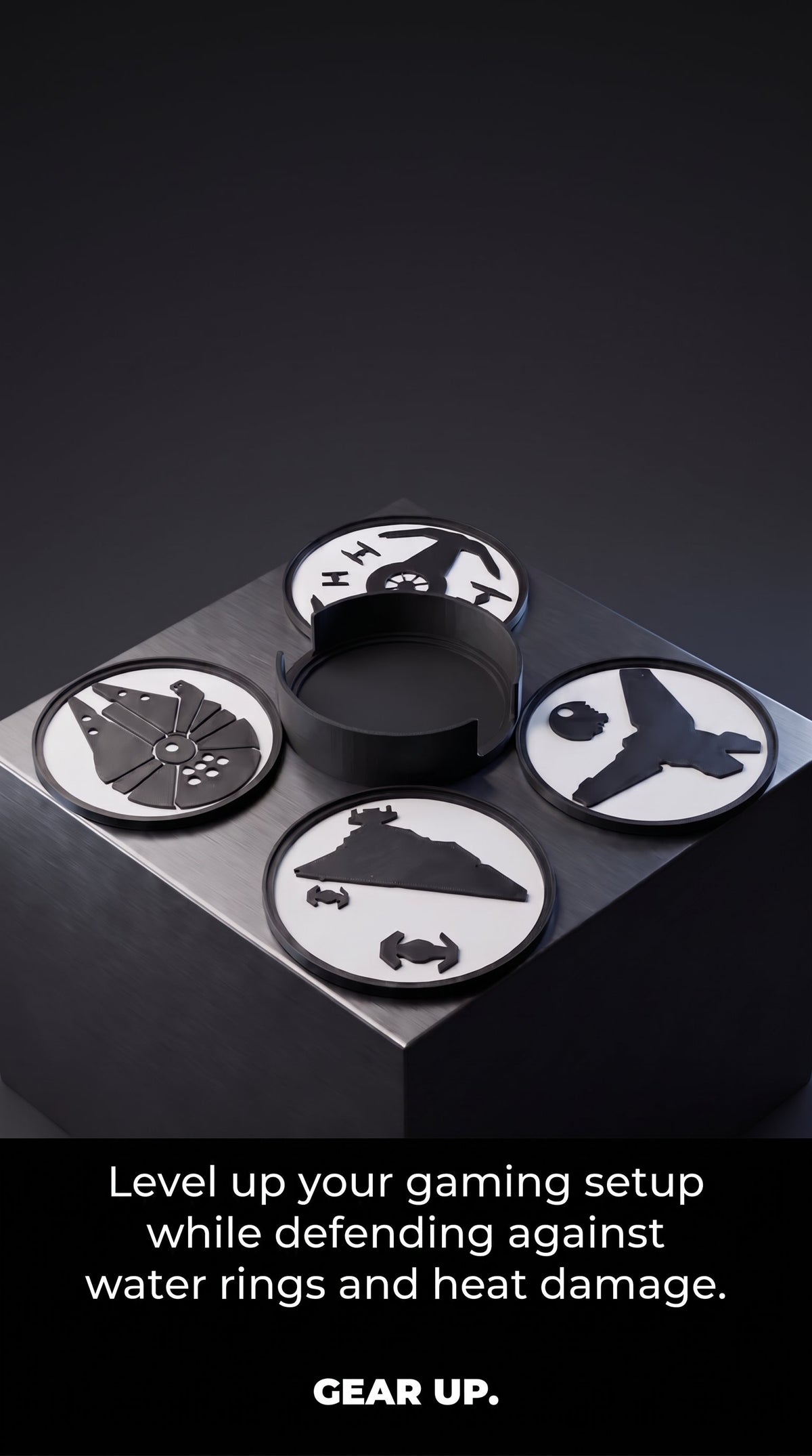 Sci-fi spacecraft coaster set Gear Up poster