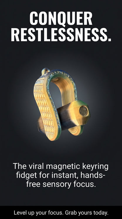 Conquer Restlessness - magnetic fidget keyring marketing image