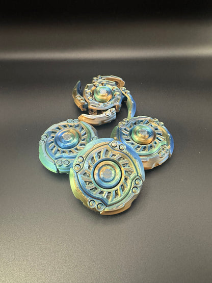 Articulated gyro fidget spinner detail shot